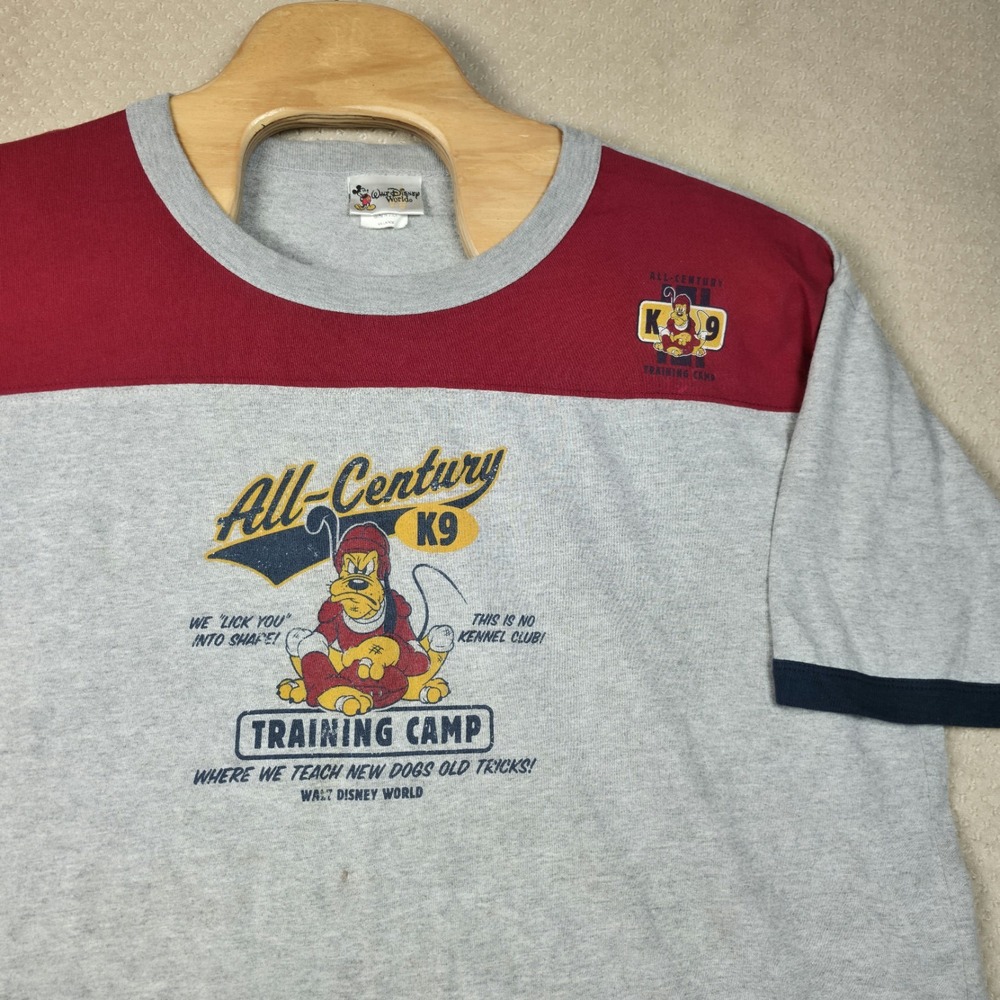 Vintage 90s Pluto T-Shirt XXL Disney World All-Century K9 Ringer Tee USA Made